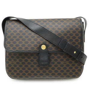 Celine Macadam Blason Shoulder Bag leather black Brown